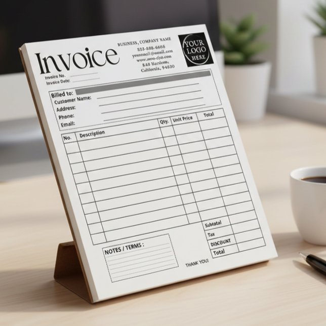 Custom Logo Small Business Invoice Sales Receipt O Notepad (Creator Uploaded)
