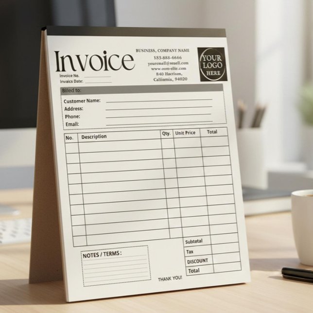 Custom Logo Small Business Invoice Sales Receipt O Notepad (Creator Uploaded)