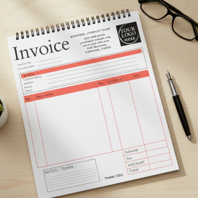 Custom Logo Small Business Invoice Sales Receipt P Notepad (Creator Uploaded)