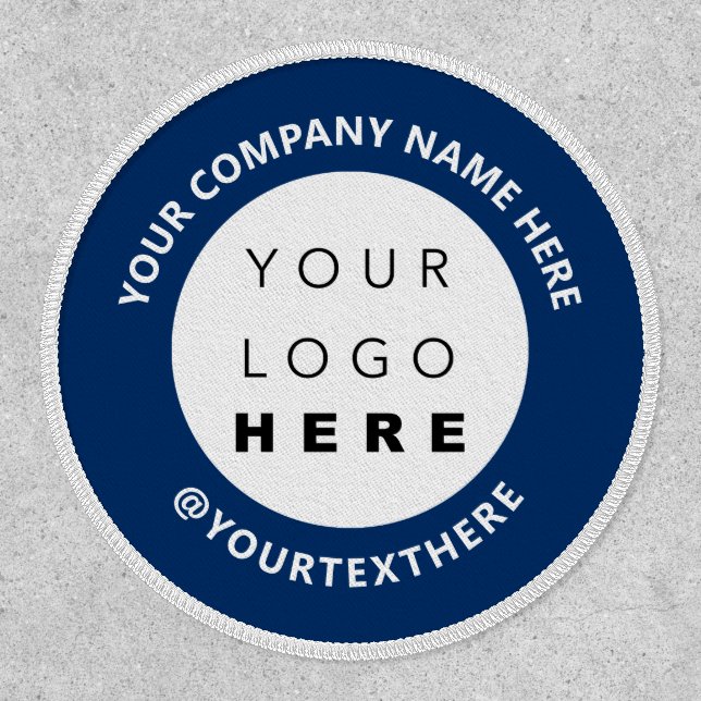 Custom Logo Small Business Office Grey Blue Navy Patch (Front)