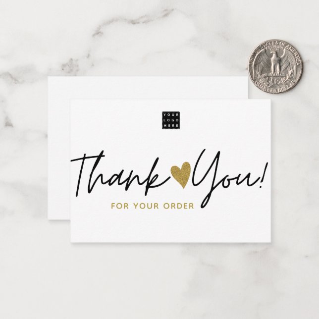 Custom Logo Small Business Order Thank You  Note Card (Front/Back In Situ)