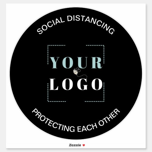 Custom Logo Social Distancing Black Floor Marker Sticker