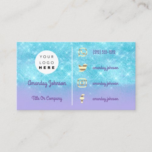  Custom Logo Social Gold QR Code Violet Blue Business Card