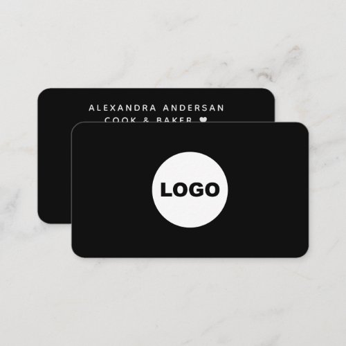 Custom Logo Social Media Black Modern Minimalist Business Card