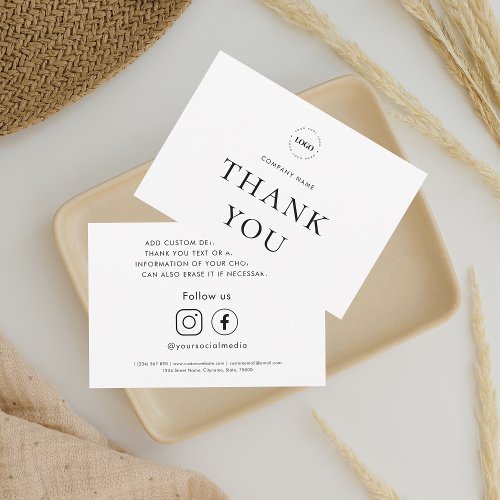 Custom Logo Social Media Business Company Customer Thank You Card