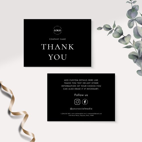 Custom Logo Social Media Business Company Customer Thank You Card