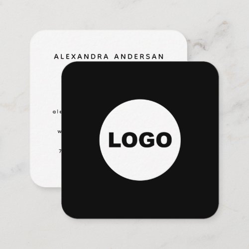 Custom Logo Social Media Elegant Modern Minimalist Square Business Card