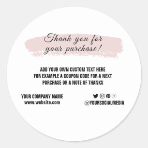 Custom logo social media elegant thank you card cl classic round sticker