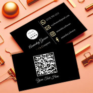 Custom Logo Social Media Gold Qr Code Black White Business Card at Zazzle