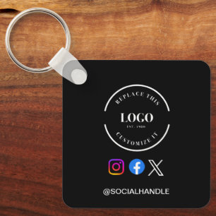 Custom logo Social Media handle QR code website Keychain