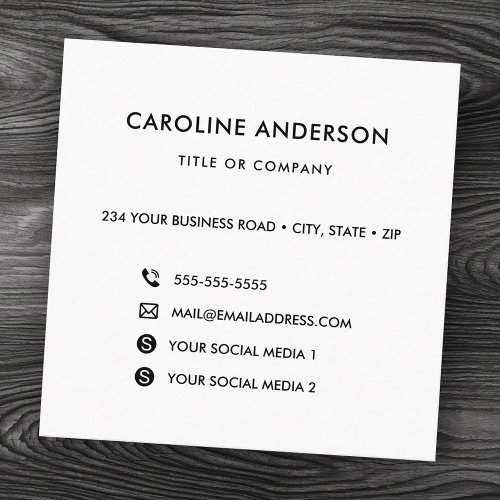 Custom logo social media icons networking square business card