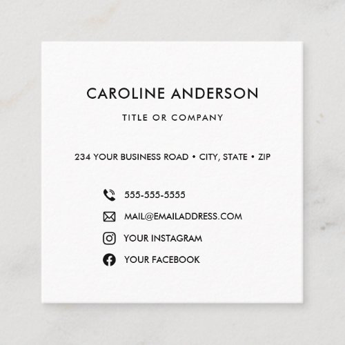 Custom logo social media icons networking square business card