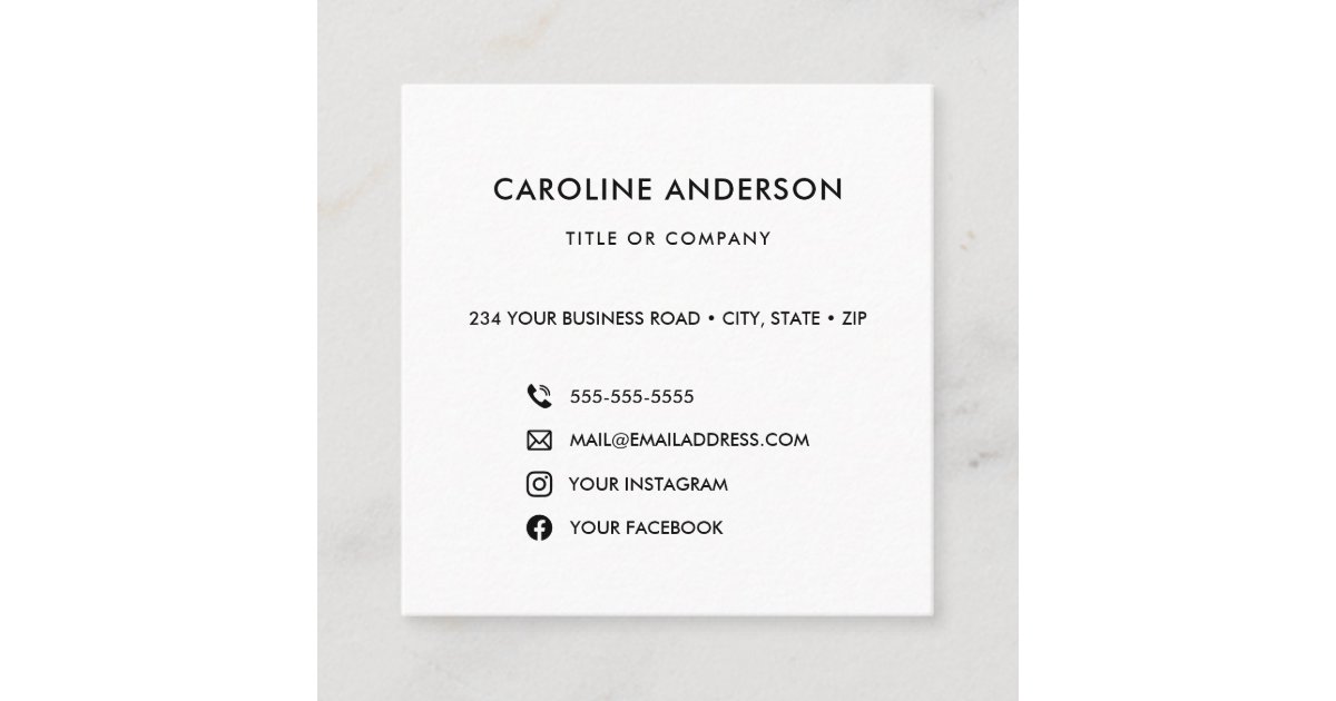 Custom Logo Social Media Icons Networking Square Business Card Zazzle Com