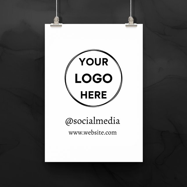 Custom Logo Social Media Minimalist Business White Poster (Creator Uploaded)