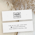Custom logo social media stud earring display card<br><div class="desc">White or custom color earring mini product display card with centered custom logo template and social media icons. The earring guides can be adjusted by adding and removing spaces in the template field,  and by moving the whole element in the design tool.</div>