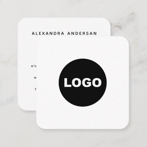 Custom Logo Social Media White Modern Minimalist Square Business Card