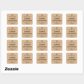 Custom logo square Kraft paper look product labels | Zazzle