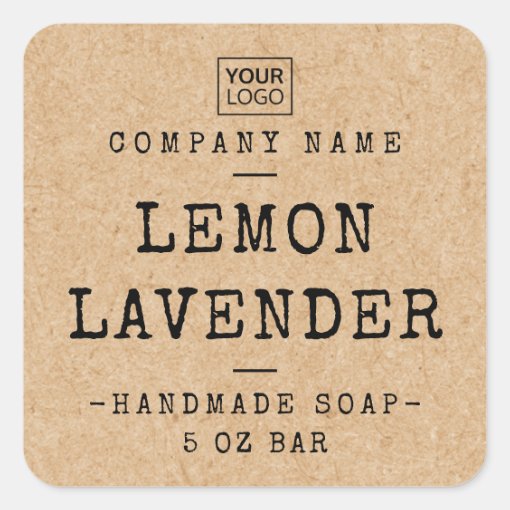 Custom logo square Kraft paper look product labels | Zazzle