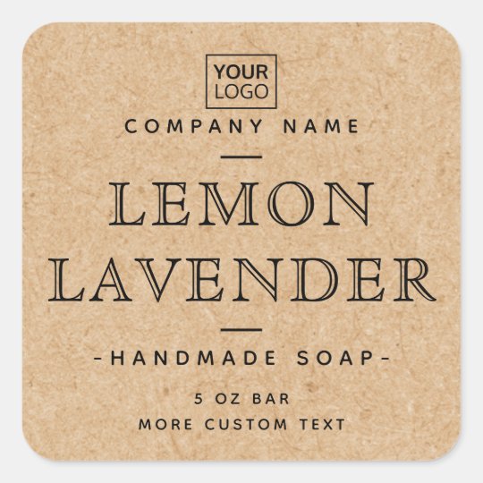 Custom logo square Kraft paper look product labels | Zazzle.com
