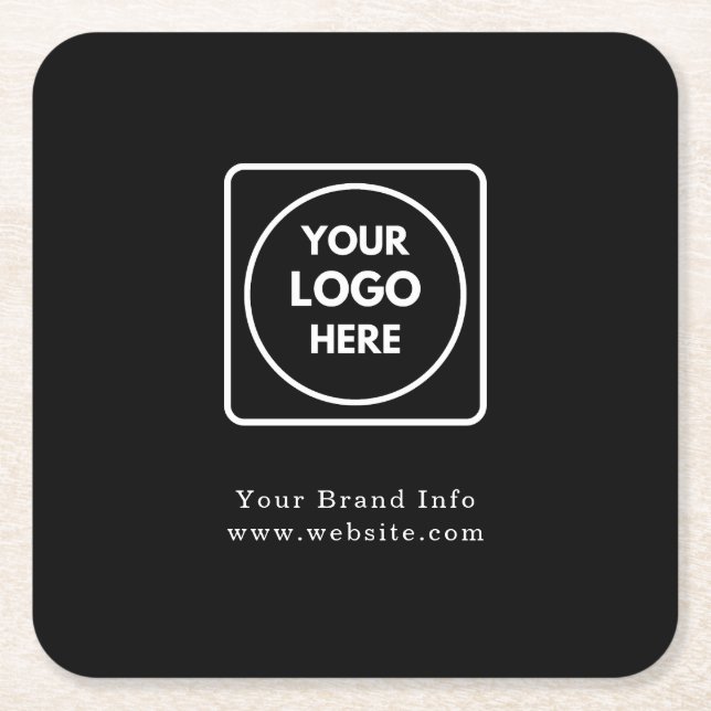 Custom Logo Square Paper Coaster | Modern Business (Front)