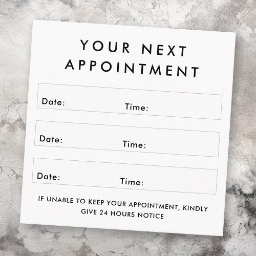 Custom logo square white appointment card