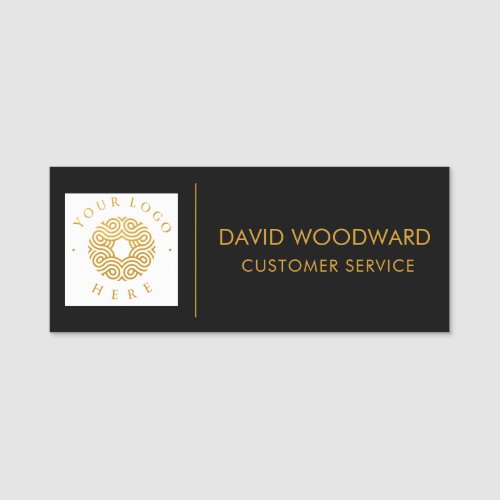 Custom  Logo Staff Gold Black Customer Service Name Tag