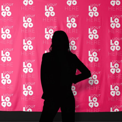 Custom Logo Step  Repeat Hot Pink Photo Backdrop