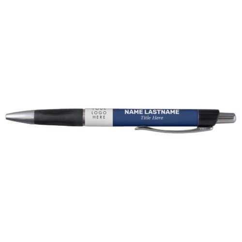 Custom Logo Stylish Navy Blue Name Title Business Pen