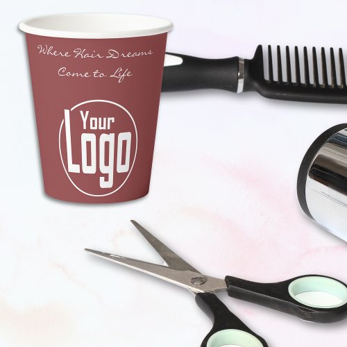 Custom Logo  Tagline Your Hair Salon Paper Cups