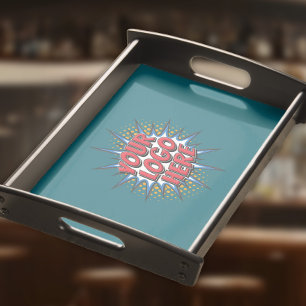 Custom Logo Teal Drink or Food Serving Tray