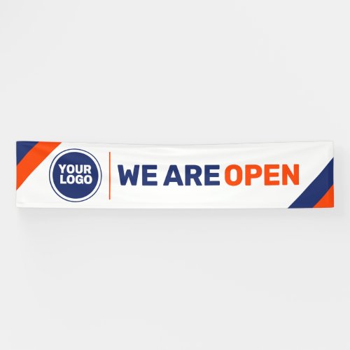 custom logo template we are open business banner