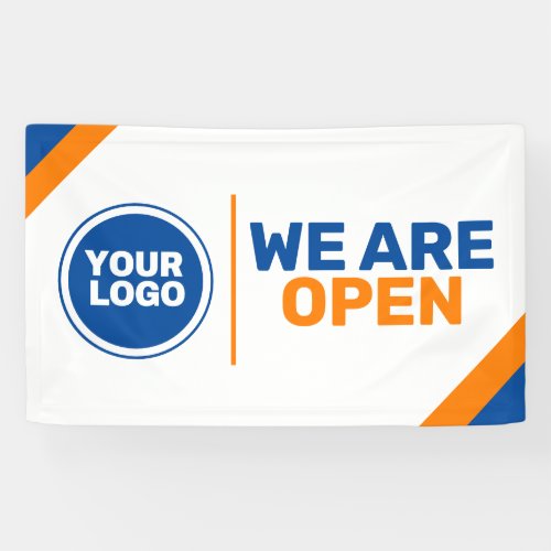 custom logo template we are open business banner