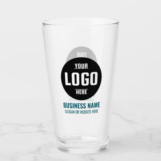 Custom Logo & Text 16oz Navy Personalized Beer Glass (Front)