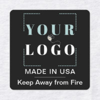 Custom Logo Text and Country Square Black Clothing Labels