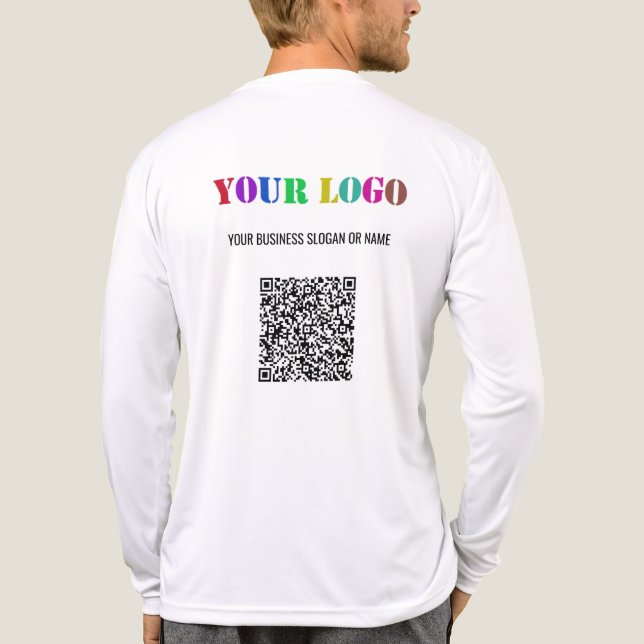 Custom Logo Text and QR Code Business Template Tri-Blend Shirt (Back)