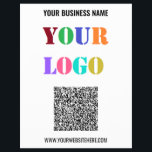 Custom Logo Text and QR Code Promo Business Flyers<br><div class="desc">Custom Colors and Fonts - Design Your Own Personalized Flyers template with Your Company Logo and Name Website or Custom Text and QR Code Branded Promotional Business Flyers example / Marketing Materials / Gifts - Add Your Logo / Image - Photo / and QR Code / Text - Name /...</div>