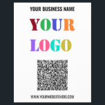 Custom Logo Text and QR Code Promo Business Flyers<br><div class="desc">Custom Colors and Fonts - Design Your Own Personalized Flyers template with Your Company Logo and Name Website or Custom Text and QR Code Branded Promotional Business Flyers example / Marketing Materials / Gifts - Add Your Logo / Image - Photo / and QR Code / Text - Name /...</div>