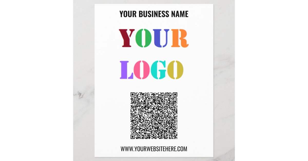 Wr Code Promo Custom Logo Text and QR Code Promo Business Flyers | Zazzle