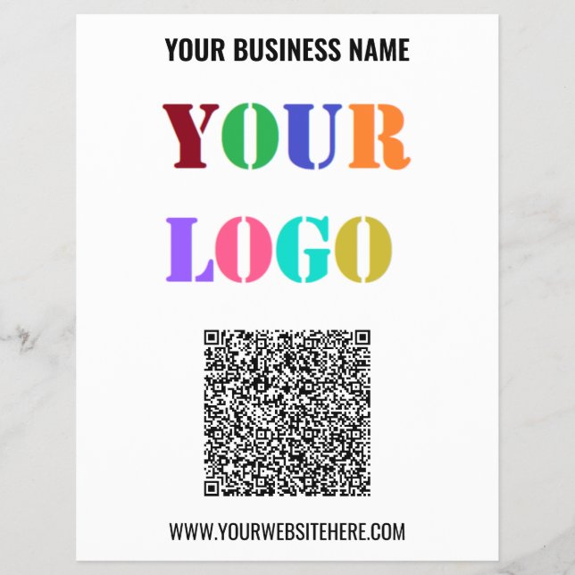 Custom Logo Text and QR Code Promo Business Flyers (Front)