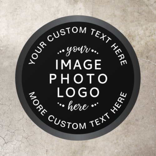 Custom logo text black and gray gradient border floor decals