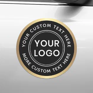 Custom logo text black or any color golden border car magnet Custom logo text black or any color golden border car magnet