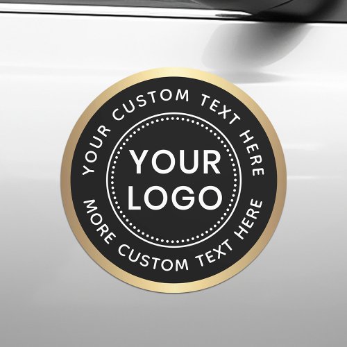 Custom logo text black or any color golden border car magnet