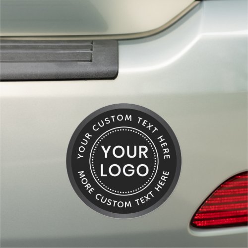 Custom logo text black or any color gray border car magnet
