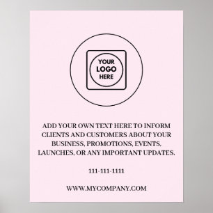 Custom Logo Text Branding Blush Pink Aesthetic Poster