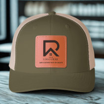 Custom Logo Text, Business Company Special Event Leather Patch Hat