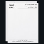 Custom Logo Text Business Personalized Letterhead<br><div class="desc">Custom Font and Colors - Simple Personalized Business Letterhead with Logo - Add Your Logo - Image or QR Code - Photo / Business Name - Company / Address - Contact Information / more - Resize and move or remove and add elements / image with Customization tool - Choose font...</div>