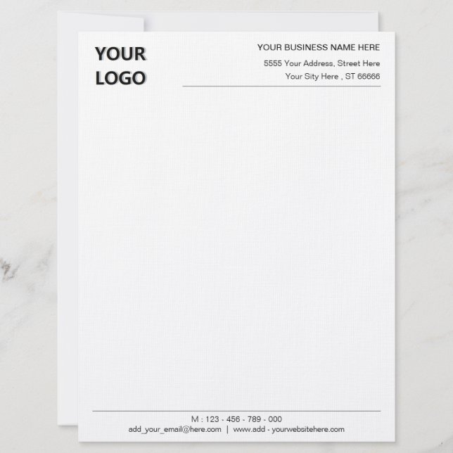 Custom Logo Text Business Personalized Letterhead (Front)