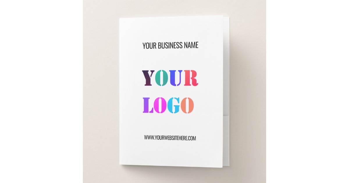 Text Design For Folder Custom Logo Text Business Pocket Folder Template | Zazzle