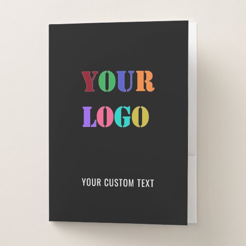 Custom Logo Text Business Pocket Folder Your Color