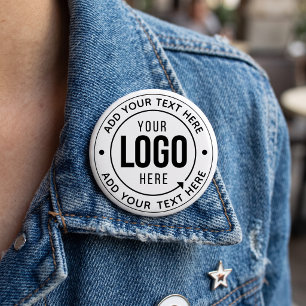🔘 Custom Logo Text Button Personalized Pin-Badge